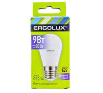 Лампа светодиодная «Ergolux» LED G45  9W, 80Вт (Е27) 6500К «шар» (1/10/100шт)/13178/882009